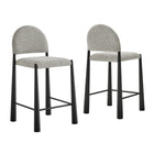 Modway Hayley Upholstered Fabric Counter Stools 2-Piece Set - Black/Camel-Set of Two Counter Stools