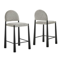 Modway Hayley Upholstered Fabric Counter Stools 2-Piece Set - Black/Camel-Set of Two Counter Stools