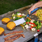 Razor Griddle Spatula-Stay Cool soft grip handle with thumb grip and hole for hanging