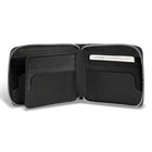 Champs Iconic Leather Zip Around Wallet - Black/Black-3 slot pockets