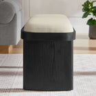 Modway Iver 43" Upholstered Wood Accent Bench - Black/Flax-Adjustable Floor Protectors