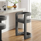 Modway Winslow Performance Velvet Counter Stool - Storm Gray-Stain-Resistant Upholstery