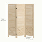 HOMCOM 3 Panel Freestanding Room Divider with Pegboard Display for Home Office - Natural Wood-Dual-direction hinges let you angle the divider freely and fold it compactly for storage 
