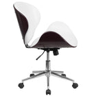 Flash Furniture Mid-Back Mahogany Wood Swivel Conference Chair - White Leather-Mid-Back Design