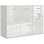 HOMCOM 41.75" L High Gloss Sideboard with 2 Drawers and 3 Doors - White-Contemporary design with beautiful high gloss white color 