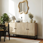 HOMCOM Modern 55.3" L Sideboard - Oak-Steel base with non-slip pads offers stable support
