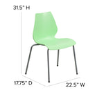 Flash Furniture HERCULES Series Green Stack Chair with Lumbar Support & Silver Frame-Retro Modern Design