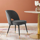 Modway Rouse Performance Velvet Dining Side Chair - Charcoal-Matte Black Stainless Steel Legs