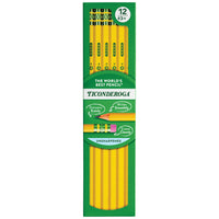 Ticonderoga Wood-Cased Pencils - Hard - #3 H - Yellow - 12 Pack-Unsharpened wood-cased pencil