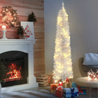 HOMCOM 6' Pre-Lit Pencil Artificial Christmas Tree with 395 Branches - Green-Section design and branches open automatically for quick setup 