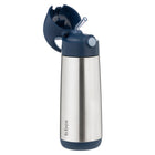 b.box - Insulated Drink Bottle - 500ml - Midnight-Leak-proof straw lid with push-button opening for little hands