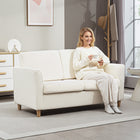 HOMCOM 56" Loveseat Sofa with Wooden Legs - Cream White-Anti-slip mats protect both the feet and floors from scratches