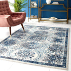 Modway Entourage Kensie Distressed Floral Moroccan Trellis Area Rug - 5 ft W x 8 ft L - Ivory/Blue-Tight Low Pile Weave