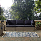 Modway Ariana Vintage Floral Trellis Indoor/Outdoor Area Rug - 5 ft W x 8 ft L - Blue/Beige-Durable Indoor/Outdoor Rug