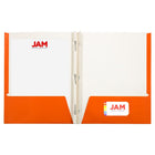 JAM Paper Laminated Two Pocket Glossy Folders With Metal Prongs Fastener Clasps - Assorted Fashion Colours - 6 Pack-Our smooth, high gloss cardstock folders have strong fastener clasps down the middle for 3 hole punch documents