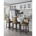 Manhattan Comfort Emperor 19" Traditional Faux Leather Upholstered Barstool - Bronze and Walnut-Frame Made of Solid Beech Wood with Rich Walnut Finish
