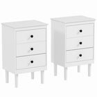 HOMCOM Night Stands with Round Handles for Bedroom - White - Set of 2-Set of two bedside cabinets. Use together or individually