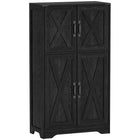 HOMCOM 23.6" L Farmhouse Kitchen Pantry Cabinet - Black Wood Grain-Barn door design and black corner accents add farmhouse charm