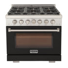 Kucht 36" KFX-X Series Pro Style Propane Gas Range - Stainless Steel/Black-Rocket power burner 21 000 btu for rapid searing