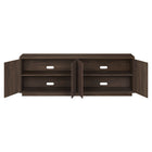 Hudson&Canal Hanson TV Stand for TV's up to 75" - Alder Brown-Clean with a soft, dry cloth and no harsh chemicals or abrasive cleaning materials