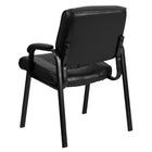 Flash Furniture Leather Executive Side Reception Chair with Metal Frame - Black-Tufted Upholstered Seat and Back