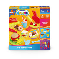 Ready Set Dough Café-Includes 5 pots of colourful dough, 1 plate, 1 mug and 1 hotdog mould, as well lots of tools and accessories for endless creations