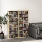 HOMCOM 8-Tier Media Storage Cabinet with Adjustable Shelves - Natural Wood-Colour: Natural Wood