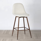 Homy Casa Modern 26'' Counter Bar StoolsBeige Fabric with Walnut Metal Legs - 2 Pack-Comfortable Seating: Ergonomic molded seat with a gently curved backrest and cushioned seat for optimal comfort.
