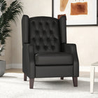 HOMCOM Faux Leather Accent Chair with Wood Legs - Thick Padding for Living Room - Black-Button tufted wingback brings timeworn charm 
