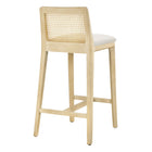 Modway Monarch Wood and Rattan Counter Stool - Antique White Natural Heathered Weave Ivory-Arrives Fully Assembled
