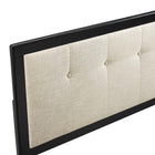 Modway Draper Tufted Fabric and Wood King Headboard - Black Beige-Interchangeable Bed Frame Options