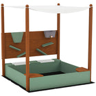 Qaba Kids Wood Sandbox with Canopy, Sand Wall and Bottom Liner - 45.7" x 44.3" - Green-Backboard with sand and water toys enhances play versatility 