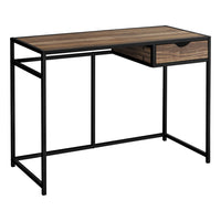 Monarch Specialties 7574 42" Computer Desk - Brown Reclaimed/Black Metal-Computer desk with 1 small storage drawer featuring a comfortable cutout handle and metal drawer slides
