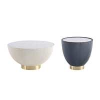 Manhattan Comfort Anderson Modern 28.15" Coffee Table and 18.43" End Table - Cream and Grey - Set of 2-Modern Coffee Table and End Table Set for Living Room Use