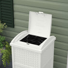 Suncast Wicker Trash Hideaway - White-Decorative wicker pattern enhances any patio setting.