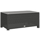 Outsunny Rattan Coffee Table with Tempered Glass Top Outdoor Garden Patio - Dark Grey-Great for indoor or outdoor use as a coffee table