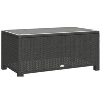 Outsunny Rattan Coffee Table with Tempered Glass Top Outdoor Garden Patio - Dark Grey-Great for indoor or outdoor use as a coffee table