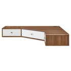 Modway Transmit 47" Wall Mount Corner Walnut Office Desk - Walnut White-Cable Management Hole