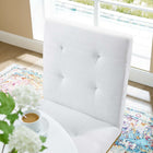 Modway Privy Gold Stainless Steel Upholstered Fabric Dining Accent Chair - Gold/White-Soft Polyester Fabric Upholstery