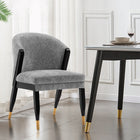 Manhattan Comfort Ola 21.46" Modern Chenille Upholstered Dining Chair - Grey-Frame Made of High Quality Elm Wood with Metal Brushed Gold Tips for Fashion and Durability