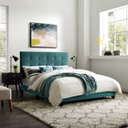 Modway Melanie Tufted Button Upholstered Performance Velvet Full Platform Bed - Sea Blue-Velvet Polyester Upholstery