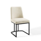 Modway Amplify Sled Base Upholstered Fabric Dining Side Chair - Black/Beige-Glam Deco Dining Chair