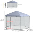PawHut Chicken Coop with Cover - 13.1' x 11.4' - Silver-Tall height allows owners to easily enter and exit feeding areas 