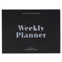 Gry Mattr Weekly Planner - 7" x 8-3/4" - Black - English-Features a weekly layout for planning tasks, appointments, and goals
