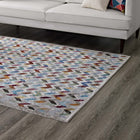 Modway Gemma Chevron Mosaic Area Rug - 5 ft W x 8 ft L - Multicolored-Gripping Grooved Rubber Underside 