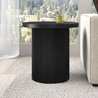 Hudson&Canal Isa 22" Wide Round Fluted Side Table - Black Grain-Tabletop features a weight capacity of 40 lbs