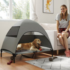 PawHut Outdoor Elevated Dog Bed with Canopy Raised Dog Bed - Light Grey-7.1"(18 cm) elevation prevents moisture and ensures stability
