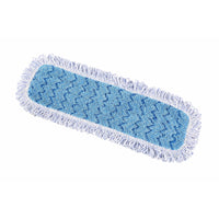 Globe Commercial Mfiber Hi Absorb 18" Wet Pad Blue Refill with Fringe-Premium split nylon/polyester blend microfiber