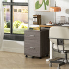 Vinsetto Mobile 2-Drawer Letter/A4 Filing Cabinet with Wheels - Grey-The large drawer below can hang letters horizontally or A4 size documents vertically
