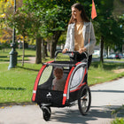Aosom 3-in-1 2-Seater High-Visibility Baby Bike Trailer - Red-Storage pockets make it easy to travel with belongings 